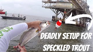 Catching QUALITY Speckled Trout around A Natural Gas Rig Winners From Free Fishing Trip Giveaway [upl. by Pember780]