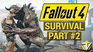 FALLOUT 4 SURVIVAL MODE Lets Play Part 2  Defeating the DEATHCLAW PC Gameplay Walkthrough [upl. by Daveda]