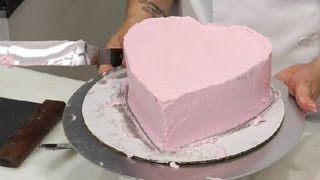 How to Frost a Heart Cake  Cake Decoration Ideas [upl. by Jaquiss]