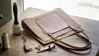 DIY Leather Tote Bag with FREE PATTERN pt 1 [upl. by Assenyl]