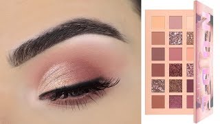 Huda Beauty New Nude Eyeshadow Palette  Soft Eye Makeup Tutorial [upl. by Novj]