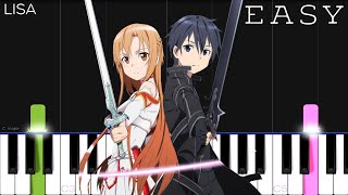 Sword Art Online OP 1  Crossing Field  LiSA  EASY Piano Tutorial [upl. by Rondi768]