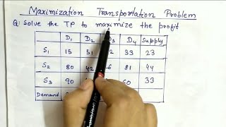 Lec28 Maximization Transportation Problem  In Hindi  Operation Research [upl. by Darrill]