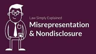 Misrepresentation and Nondisclosure  Contracts  Defenses amp Excuses [upl. by Zebadiah]