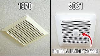 How To Replace And Install A Bathroom Exhaust Fan To A Quiet Motion Sensor Exhaust Fan DIY Tutorial [upl. by Nnairek938]