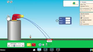 ‪Projectile Motion‬  PHET  Instructions  showmethephysicscom [upl. by Goodwin]