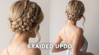 EASY MilkmaidCrown Braided Updo  Perfect for long hair  medium hair lengths [upl. by Henn933]