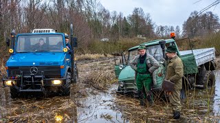 Jäger fahren UNIMOG 406 in einen Sumpf  Festgefahren  U1200 MBTrac 1500 [upl. by Onitsuaf]