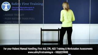 How to Push amp Pull trolleys when manual handling by Safety First Training [upl. by Rochell]