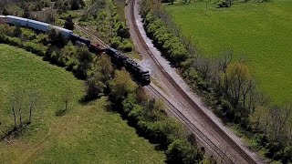 Four trains at the Norfolk Southern wye near Danville KY drone video [upl. by Purse578]