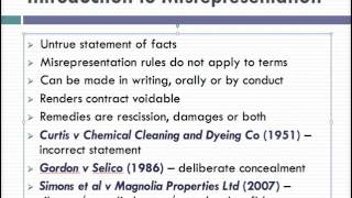 Misrepresentation Lecture 1 of 4 [upl. by Flowers940]