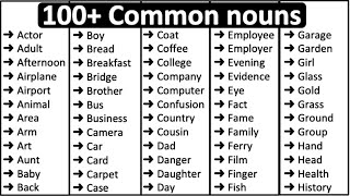 100 Common Nouns in English 📚  Parts of speech [upl. by Roper570]