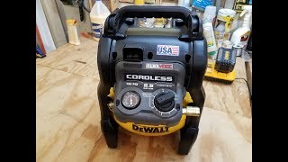 DeWalt FlexVolt 25 Gallon Cordless Compressor Review [upl. by Neeliak]