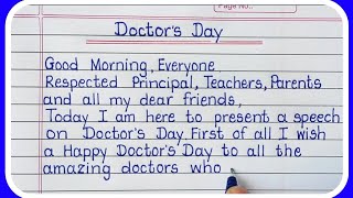 Speech on National Doctors DayDoctors DayDoctors Day Speech in English Writing [upl. by Llednol601]